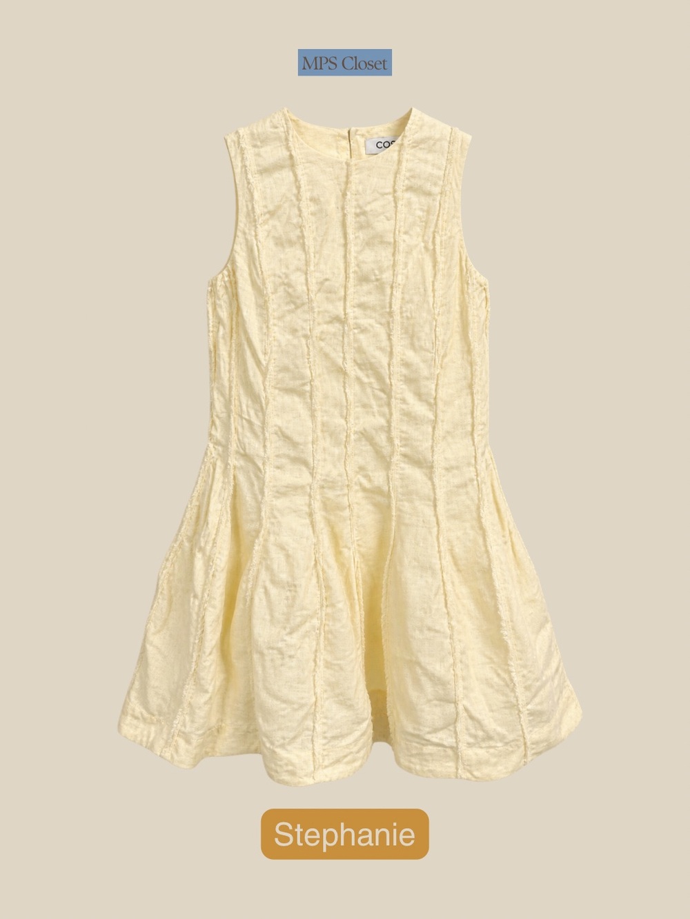 COS Pale Yellow Sleeveless Mini Dress